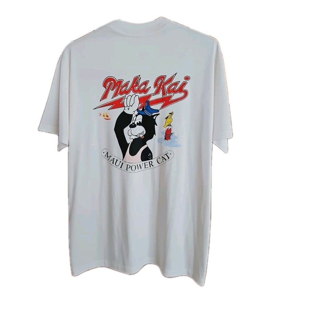 Vintage Hanes Beefy T Shirt XL  Maui Power Cat Maka Kai Souvenir Catamaran Tour
